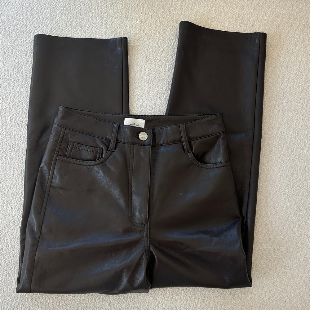Wilfred Dark Brown Faux Leather Pants